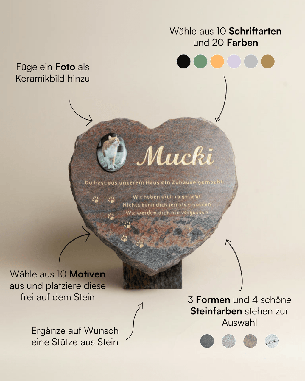 Tiergrabstein Herzstück - Himmelspfote