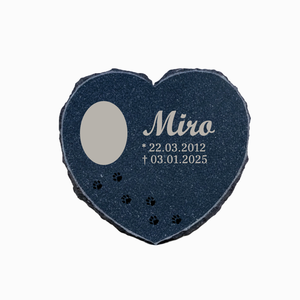 Hundegrabstein mit Bild "Miro" (Schnell-Vorlage)