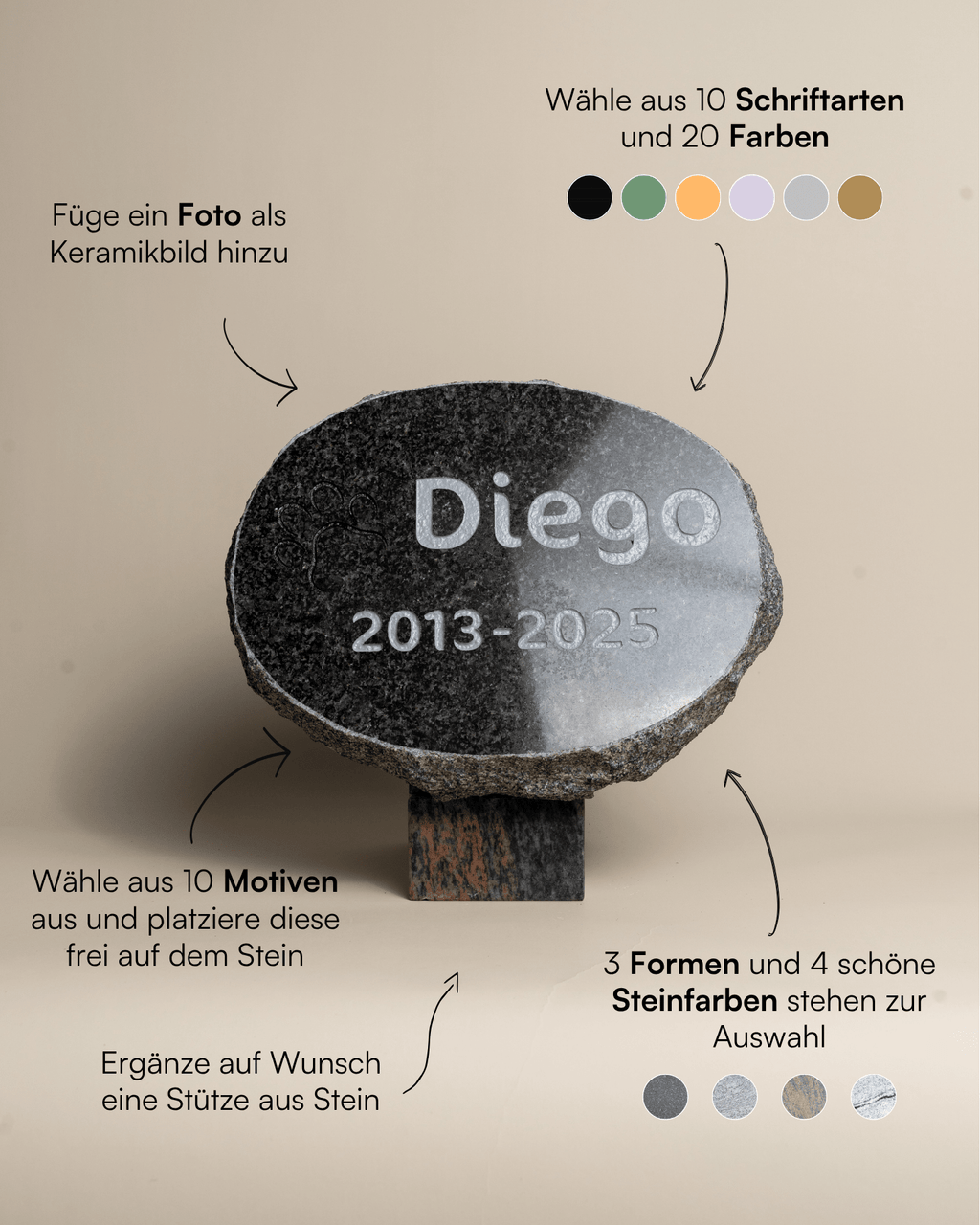 Tiergrabstein Lichtbogen - Himmelspfote